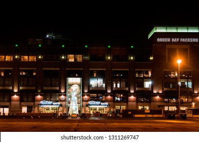 Green Bay, Wisconsin / USA - July 29 2015: Lambeau Field Green Bay Packers at night. 