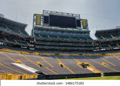 Green Bay, Wisconsin / USA - July 27 2015: South End Zone Scoreboard Structure
