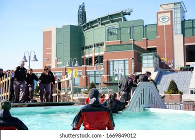 Green Bay, Wisconsin / USA - March 7th, 2020: Many locals from Green Bay area and people throughout Wisconsin came out to attend the Special Olympics Polar Plunge at Green Bay Packers Lambeau Field.