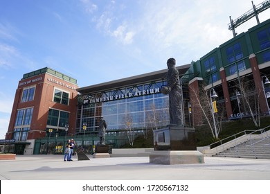 Green Bay, Wisconsin / USA - May 2nd, 2020: Green Bay Packers Lambeau Field Atrium entrance. 