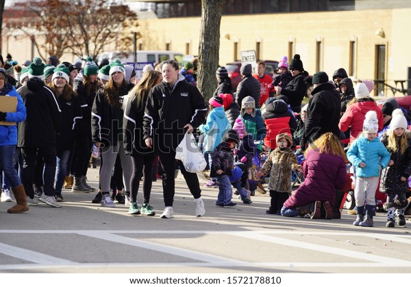 Green Bay, Wisconsin / USA -\
November 23rd, 2019: Green Bay, Wisconsin held 36th Annual Prevea\
Green Bay Holiday Christmas Parade hosted by Downtown Green\
Bay.