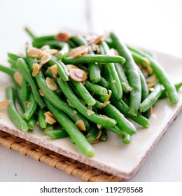 Green Beans With Almonds Close Up Photo