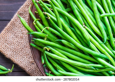 Green beans close up top view background. - Shutterstock ID 287802014