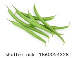 Green beans isolated on a white background with clipping path and full depth of field, Top view. Flat lay