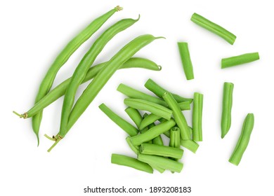 Green beans isolated on a white background. Top view. Flat lay - Shutterstock ID 1893208183