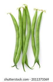 Green Beans Isolated Over White Background. View From Above