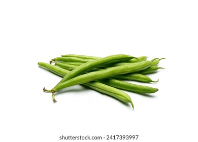 green beans on a neutral white background, studio photography