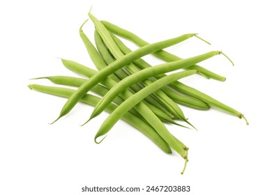 Green beans pile isolated on white background