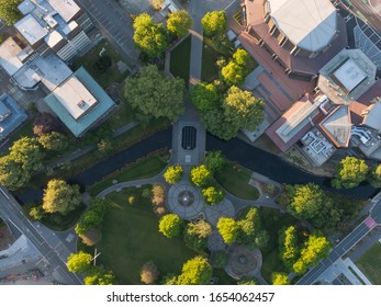 A Green And Beautiful Park In Christchurch Aerial View