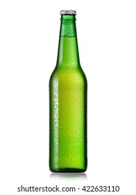 Green Beer Bottle With Drops