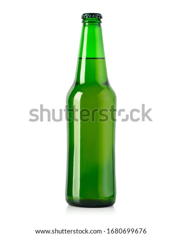 green beer bottle isolated on white  with clipping path