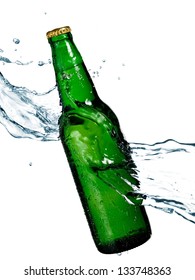 Green Beer Bottle Splash