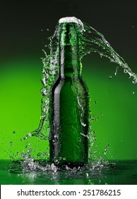 Green Beer Bottle Splash