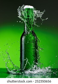 Green Beer Bottle Splash