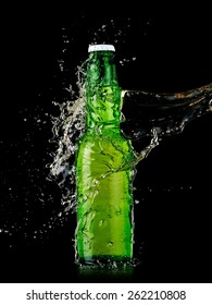 Green Beer Bottle Splash