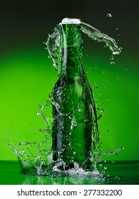 Green Beer Bottle Splash