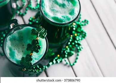 Green: Green Beer With Shamrock Necklace For St. Patrick's Day - Powered by Shutterstock