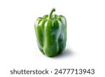 Green Bell Pepper Isolated on White Background