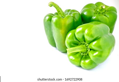 Green Bell Pepper Isolated On White Background.