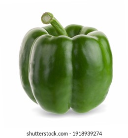 Green Bell Pepper Isolated On A White Background.