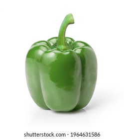 Green Bell pepper isolated on white background. Clipping path.