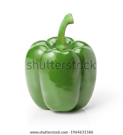 Green Bell pepper isolated on white background. Clipping path.