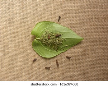 Green Betel Quid Or Paan With Fennel Seeds And Cloves