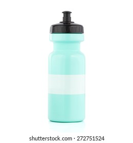 Green Bicycle Water Bottle With White Striped Isolated On White