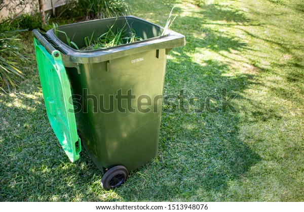 Green Bin Container Filled Garden Waste Stock Photo Edit Now