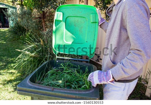 Green Bin Container Filled Garden Waste Stock Photo Edit Now
