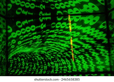 Green binary numbers on black background, zeros and ones, background and IT