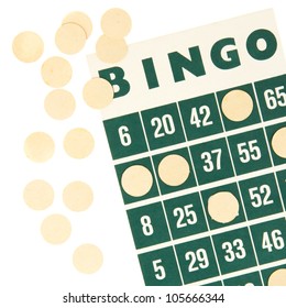 Green Bingo Card Isolated On A White Background