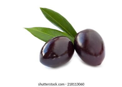 Green And Black Olives Isolated On White Background