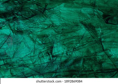 Green Blank Crumpled Paper Texture Background Crumpled Old Poster Surface Empty For Text. Papier Mache Glued Paper