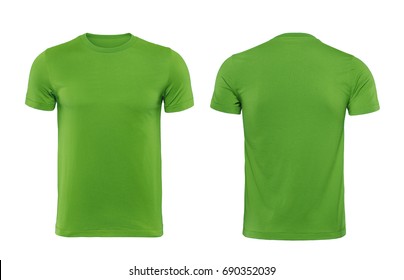 Green Blank T Shirt Template Isolated On White With Clipping Path.