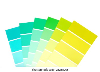 green to blue color paint chips