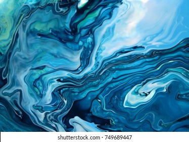Green blue marble texture design, fashion art painting, abstract color mix painting/