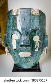 Green And Blue Mexican Mask Display