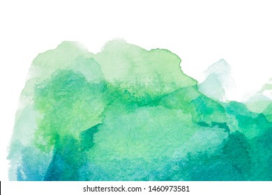 Green And Blue Texture With Watercolor Stains