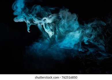 Green Blue Vape Smoke Ring On Black