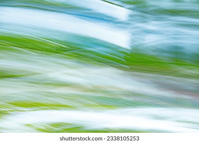 Green, blue, white, and purple abstract background, sky and trees, windy weather illustration, intentional movement
