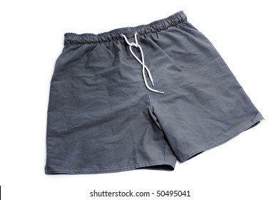 Green Boardshorts Isolated On A White Background;