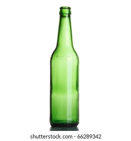 Green Bottle Isolated On The White Background With Shadow