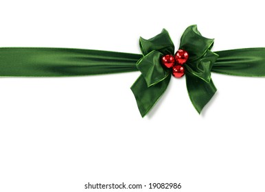 Green bow isolated on white background