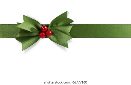 Green bow isolated on white background