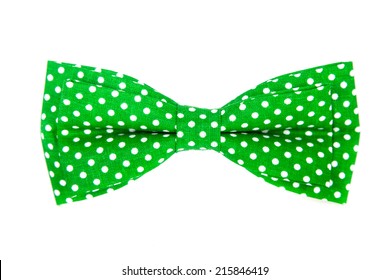 green bow tie with white polka dots on an isolated white background - Powered by Shutterstock