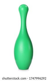 Green Bowling Pin Isolated On White. Child Toy