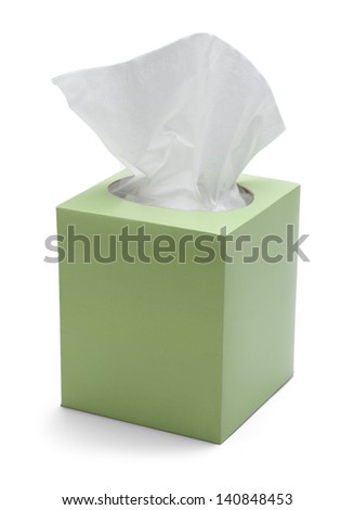 Green Box of Tissues Isolated On White Background.