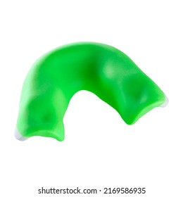 Green Boxing Mouthguard, On A White Background, Mouthguard Upside Down, Isolate