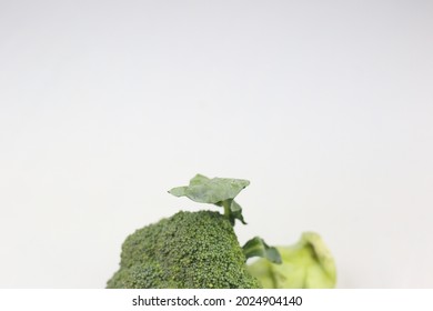 Green broccoli with a picture on a white background.